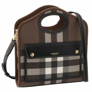 バーバリー BURBERRY ショルダーバッグ ミニ ポケットバッグ チェック ハンドバッグ ダークバーチブラウン 8071386