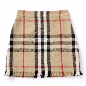 バーバリー BURBERRY ミニスカート チェック ブークレ フリンジ 8072325