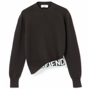 フェンディ FENDI ニット ロゴ セーター レディース 長袖 クルーネック リブニット ウール カシミヤ FZX933 ANJJ F0ZQY