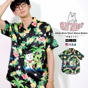 RIPNDIP リップンディップ 半袖シャツ メンズ オープンシャツ 半袖 ロゴ Aloha Nerm Short Sleeve Button Up RND9310