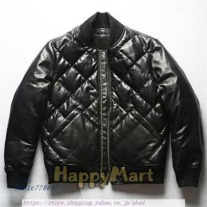 美品 ブラック 黒 ダイヤモンドキルティング ラムレザー XL MA-1