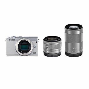 Canon ミラーレス一眼カメラ EOS M100 ダブルズームキット ホワイト EOSM10(中古品)