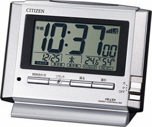 CITIZEN (シチズン) 電波 目覚まし 時計 パルデジットユーイ シルバー 8RZ1(中古品)