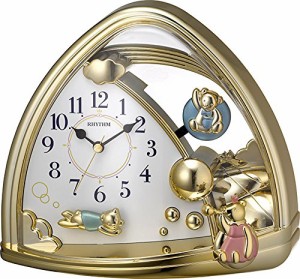 リズム時計 置き時計 アナログ ファンタジーランドSR クマの 振り子 金色 R(中古品)