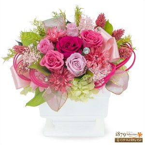 【日付指定可】母の日プリザーブドフラワー 飾り花 プレゼント 母の日 誕生日 お祝い 記念日 花キューピットのピンクバラの豪華なプリザ