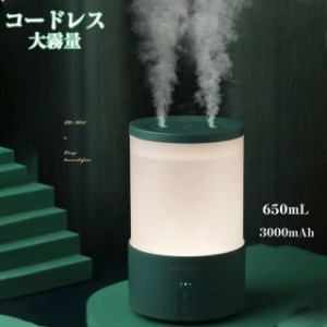 卓上 USB加湿器 充電式 大容量 650ml 超音波式 USB 卓上加湿器 ミストボックス コードレス ミニ加湿器