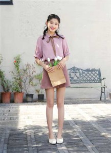 韓国 ファッション レディース 夏 襟リボンレディースブラウス 半袖 袖バルーン 可愛い きれいめシャツ 上品  春夏 襟付きシャツ K0263