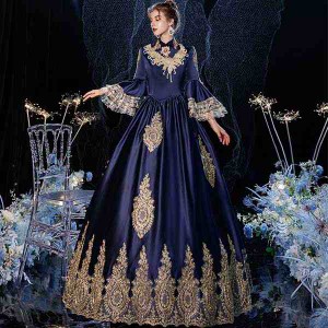 【送料無料】貴婦人 貴族 ドレス 中世ヨーロッパ お姫様 女王様ドレス ロングドレス カラードレス 豪華なド