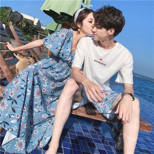 1ペアルック ペアルック 半袖 夏 ペアルック t シャツ カップル ペア t シャツ お 揃い コーデ ペアルック カップル 上下セット 可愛い