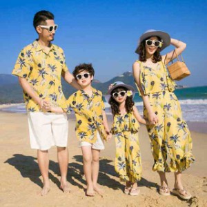 親子 ペアルック 家族 お揃い 服 親子お揃い ビーチ 旅行 海遊びレディースファッション ワンピース