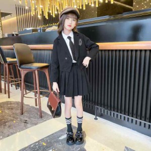 スーツ キッズ 子供服 女の子 セットアップ 春秋 トップス ブラウス アウター スカート 韓国子供服 ジュニア ベビー 卒業式 入