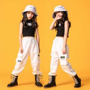 キッズダンス衣装 ヒップホップ 韓国子供 ダンス ヒップホップ 子供 HIPHOP 2点セット 子供 女の子 ジャズダンス 体操服 練習着