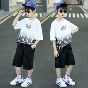 子供服セットアップ  男の子 春夏 上下2点セット  半袖 英字 Tシャツ パンツ ジュニア 可愛い おしゃれ 普段着 通学着新作