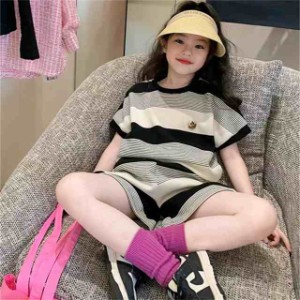 子供服 セットアップ 夏服 女の子 韓国子ども服 キッズ ジュニア 上下セット 2点セット 半袖 Tシャツ パンツ おしゃれ 夏新作