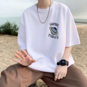 Tシャツ男性半袖カジュアル系ストリートトップス夏の韓国風5分袖
