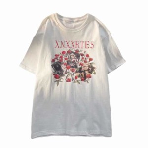 アメリカンローズプリント半袖Tシャツメンズ夏の新高級感トレンド半袖TシャツレトロカジュアルTシャツ-197