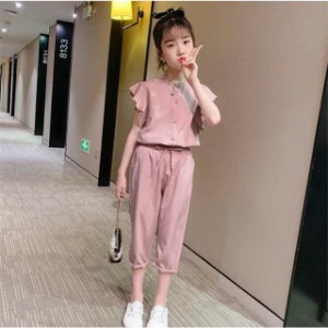 子供服 セットアップ キッズ 女の子 春夏 2点セット 上下セット Tシャツ 半袖 ロングパンツ ジャージ キッズ 運動着 おしゃれ 可愛い カ