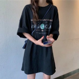 レディース ロゴ Tシャツ ワンピース ジャケット 人気 通販 ショート 丈 袖あり 半袖 ラウンドネック 前開き シンプル カジュアル おしゃ