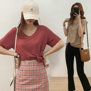 人気No.1 シャツ ブラウス tシャツ 半袖 カットソー 無地 トップス レディース Tシャツ クルーネック 夏 夏シャツ ゆったり カジュアル