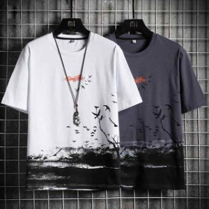 Tシャツ メンズ 半袖 丸首 シンプル メンズTシャツ ゆったり 半袖Tシャツ 大きいサイズ オシャレ カジュアルウェア 3色選ぶ