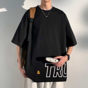 半袖Tシャツ メンズ Tシャツ 半袖 トップス カットソー 重ね着 文字 プリント 吸汗 通気性 軽量 快適 薄手 インナー 涼しい 肌触り