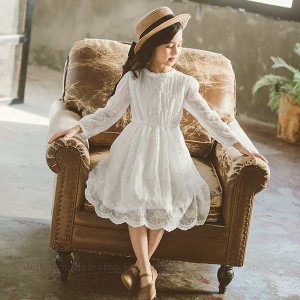 キッズ 長袖 ワンピース 子供服 春秋 キッズワンピース レースワンピース チュール 子供ドレス 結婚式 お姫様 ジュニア おしゃれ 可愛い