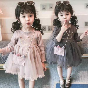 キッズ 子供服 ワンピース 女の子 長袖ワンピース チュール 子供ドレス 子ども服 ベビー服 キッズワンピース 女児 お姫様 おしゃれ 可愛