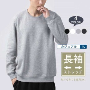 Tシャツ ロンT メンズ 長袖Tシャツ 長袖 カットソー 無地 ロングTシャツ シンプル トップス カジュアル ストレッチ 秋冬