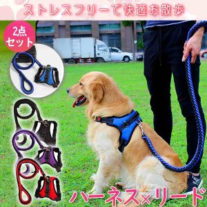 犬 リード ハーネス おしゃれ ハーネス＆リードセット 犬 小型犬 中型犬 脱げない 首輪 軽い メッシュ 猫用ハーネス 最安値 散歩