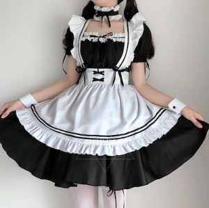 7点セットメイド服 小さいサイズ 大きいサイズ コスプレ衣装 ハロウィン衣装 半袖 ワンピース ロリ