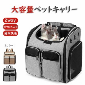 猫 小型犬 ペットキャリーバッグ リュックサック キャリーバッグ マット付 折りたたみ 通気性抜群 手提げ お出かけ おしゃれ 2way 安全ロ