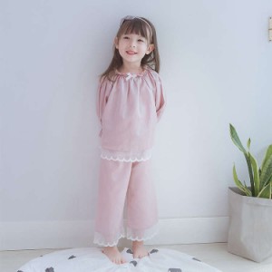 ベビー シルク パジャマ キッズ 子供服 かわいい 子供服 女の子 プリンセス プリンセス パフスリーブ ルームウェア プレゼント 寝巻き 部