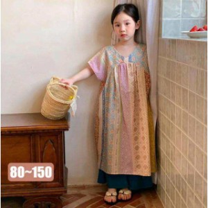 【】サンワンピース  キッズ  ワンピ  可愛い  子供服   ワンピース 【 ベビー  キッズ ジュニア ガールズ 学生 女の子 ワンピ 】ボヘミ