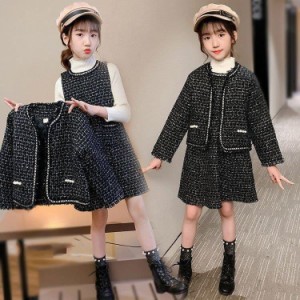 子供服 セットアップ 女の子 キッズコート ワンピース 2点セット おしゃれ 秋冬 子ども フォーマル ピアノ発表会 結婚式ドレス きれいめ 