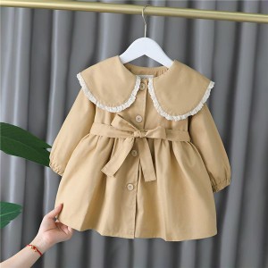 ベビーコート リボン付き 長袖 女の子服 ガールズ スプリングコート キッズ服 トップス コート アレア 通学 秋物 春秋 