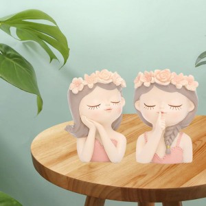 2pcs女性の頭の植木鉢かわいい肖像画多肉植物盆栽プランターポット