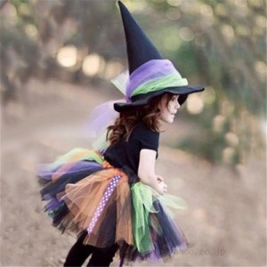 ハロウィン コスプレ 女の子 衣装 魔女 子供 仮装 キッズ スカート コスチューム 洋服 ワンピース 姫系 カラフルドレス 変装 魔法使い キ