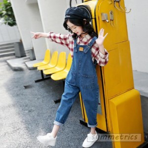 キッズ オーバーオール パンツ カジュアル デニム ロングパンツ デニムサロペット  カジュアル ナチュラル キッズ 女の子  サロペット 可