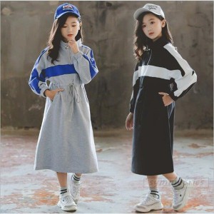 子供服 ワンピース キッズ 女の子 長袖 秋冬 裏起毛 厚手 おしゃれ 韓国子供服 ジュニア パーカー 子供ドレス dress カジュアル 可愛い 