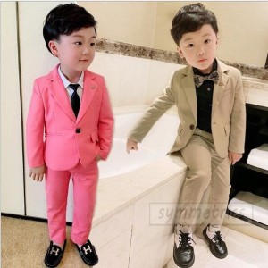 韓国子供服 スーツ 卒業式 入学式　小学生　男の子 ジャケット パンツ  2点セット  無地 スーツ 男の子 子供服 フォーマル90 100  110 12