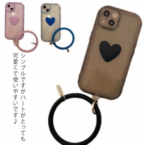 iPhone13 ケース 韓国 ハート クリア 透明 カバー リング付き 落下防止 シンプル お揃い かわいい カバー 女性 iPhone 13pro 12pro 11pro