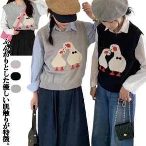 ニットベスト レディース ニット ベスト トップス ニットセーター アウター クルーネック レイヤード ノースリーブ 可愛い 秋服 春 秋 冬