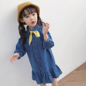 子供服 ワンピース キッズ 韓国子供服 女の子 春服 長袖 デニムワンピース 蝶結び 子供ドレス dress 子ども服 ベビー服 お姫様 おしゃれ 