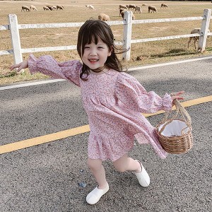 子供服 ワンピース キッズ 韓国子供服 女の子 春服 長袖ワンピース 花柄 子供ドレス dress 子ども服 ベビー服 お姫様 おしゃれ 可愛い カ