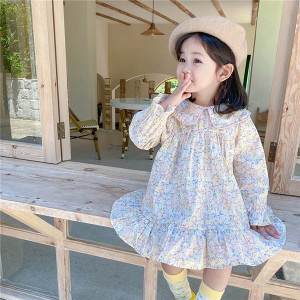 子供服 ワンピース キッズ 韓国子供服 女の子 春服 長袖ワンピース 花柄 子供ドレス dress 子ども服 ベビー服 お姫様 おしゃれ 可愛い カ