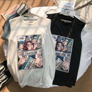 タンクトップ メンズ レディース カップル服 袖なしTシャツ 夏 ゆるい トップス 韓国系ファッション 原宿系 ヒップホップ ダンス ストリ