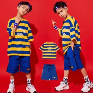 キッズ ダンス衣装 ヒップホップ チア 子供 男の子 セットアップ Ｔシャツ パンツ ジャズダンス ステージ衣装 運動会 演出服 練習着