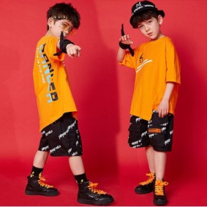 キッズ ダンス衣装 ヒップホップ セットアップ チア 子供 男の子 キッズ トップス Ｔシャツ パンツ ジャズダンス ステージ衣装 演出服 練