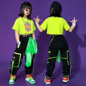 キッズ ダンス 衣装 ダンス衣装 ヒップホップ 子供 セットアップ 夏 女の子 キッズダンス トップス パンツ ベスト 練習着 発表会 舞台服 