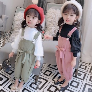 オーバーオール 子供服 女の子 上下セットアップ 2点セット サロペット オールインワン 綺麗 キッズ 長袖 長ズボン